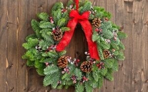 Wreath with Bow and Pine Cones