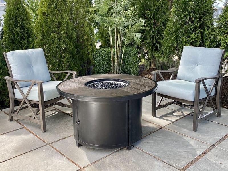 Cushioned Chairs and Table Fire Pit Set