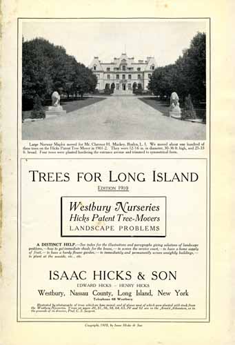Hicks Nurseries Trees for Long Island 1910 - inside cover