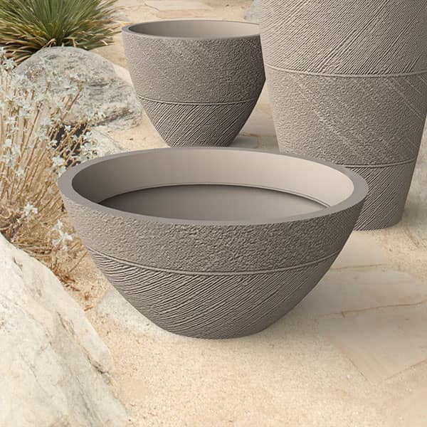 Planter Drizzle Design Low 22 Inch Stone Pot 309450
